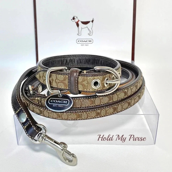 Coach Small Puppy Dog Collar & Matching Leash Set - Picture 1 of 13